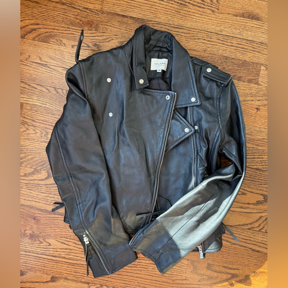 Sezane Black Leather Jacket